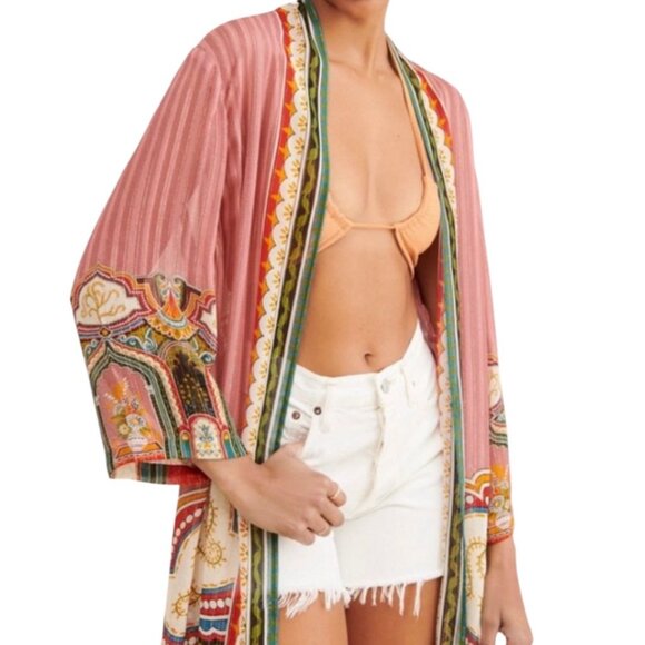 NWOT Anthropologie Blank London Pink Combo Evy Printed Duster One Size - Picture 3 of 10